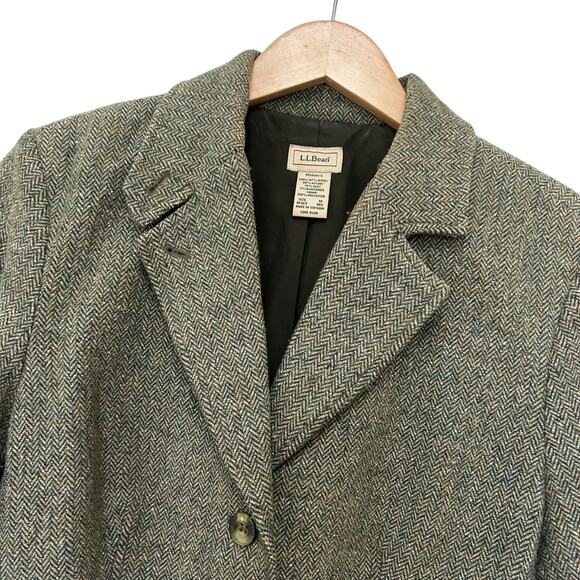 LL Bean Wool Silk Blend Green Blazer Sz M - Picture 2 of 4